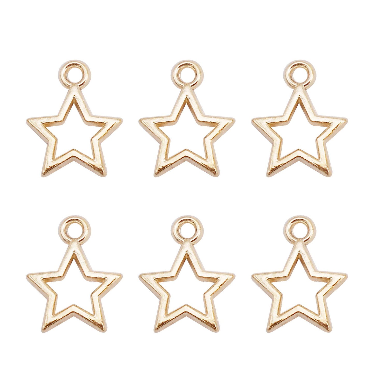 50Pcs Alloy Mini Star Charm Retro Hollowed Pentagram Design DIY Jewelry Making Supplies Necklace Bracelet Earrings Pendant Accessory 10x12mm