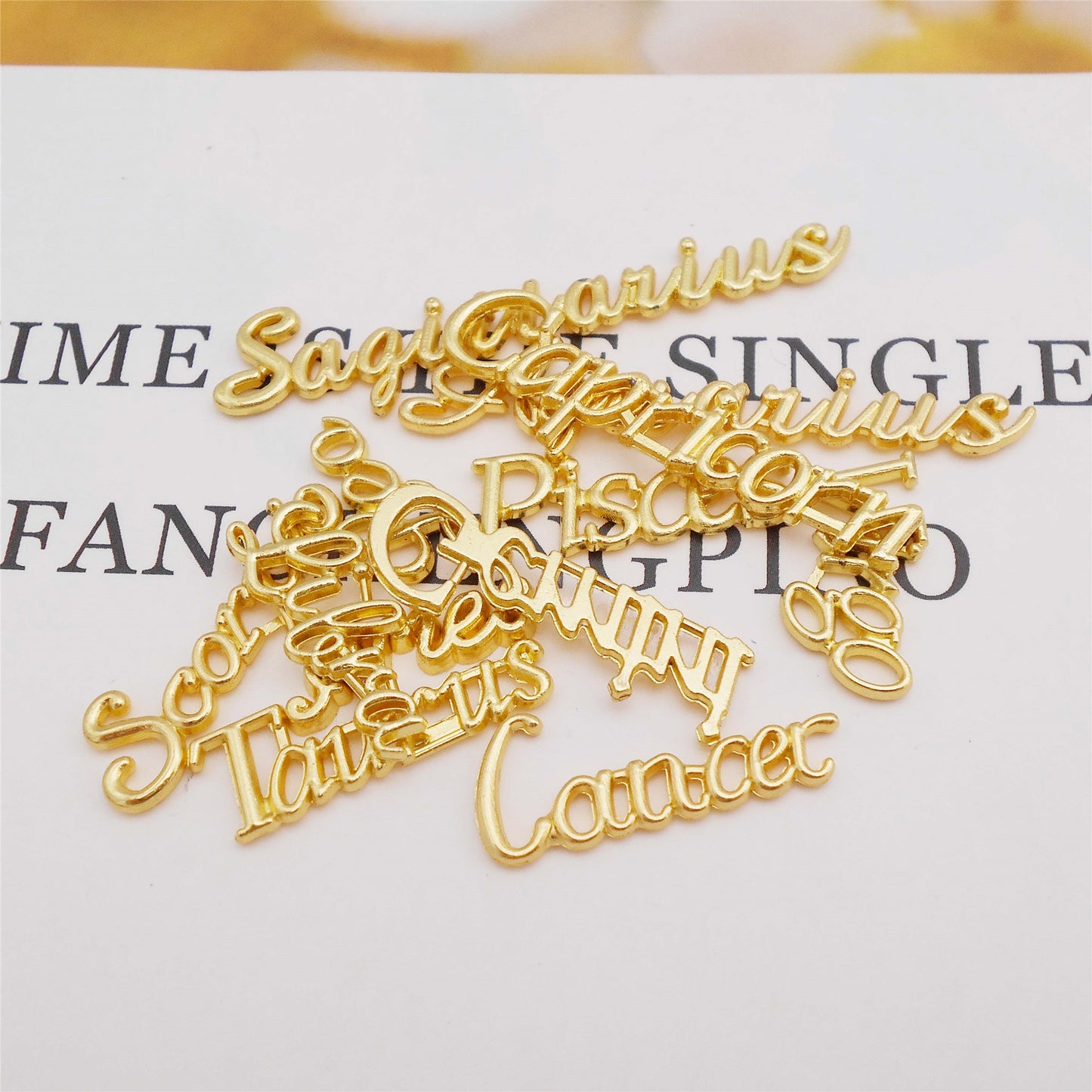 1 Set of 12pcs Alloy Zodiac Star 12 Signs Letter Jewelry Accessory DIY Making Supplies for Hairpin Phone Case Decor