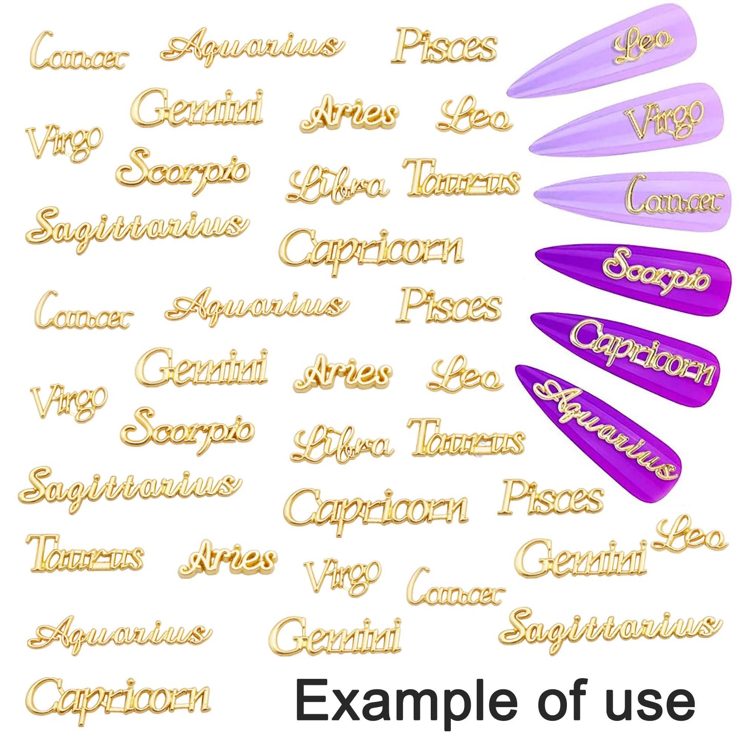 1 Set of 12pcs Alloy Zodiac Star 12 Signs Letter Jewelry Accessory DIY Making Supplies for Hairpin Phone Case Decor