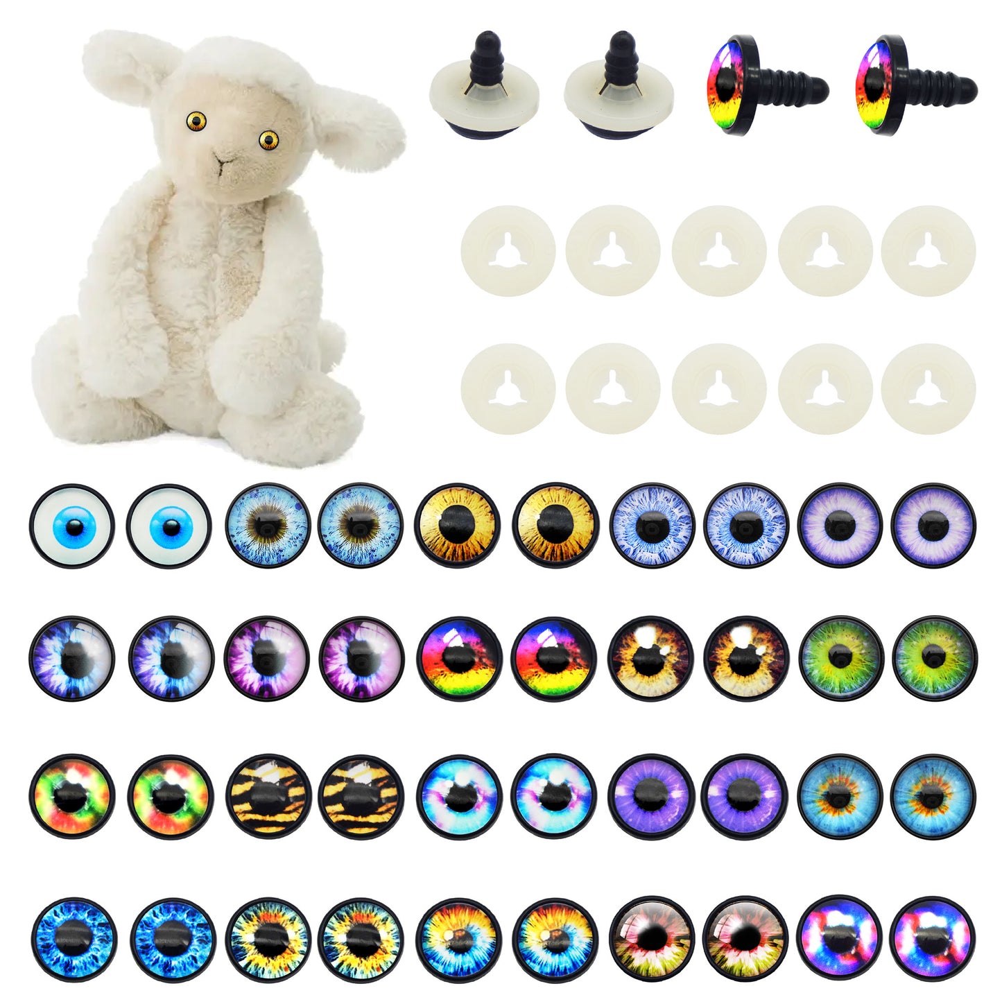 5-10 Pairs Glass Eye Cabochons with Washer Vertical & Round Pupil Safety Eye Animal Toy Dragon Eye for Doll Making, DIY Crafts Decor