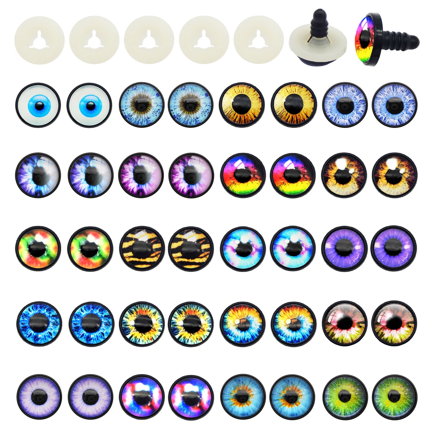 5-10 Pairs Glass Eye Cabochons with Washer Vertical & Round Pupil Safety Eye Animal Toy Dragon Eye for Doll Making, DIY Crafts Decor