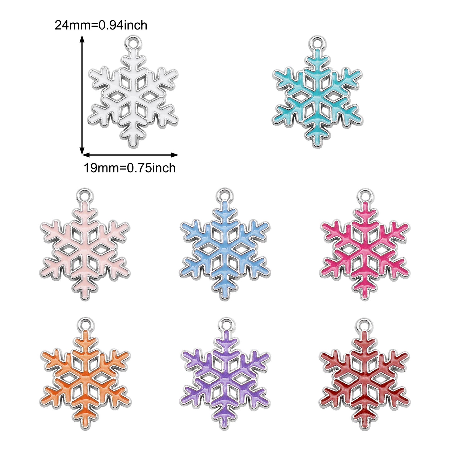 8Pcs Quality Plated Christmas Snowflake Charm Pendant Metal Material Jewelry Accessories for Necklace Bracelet Earrings Making DIY Craft Decor 19x24mm
