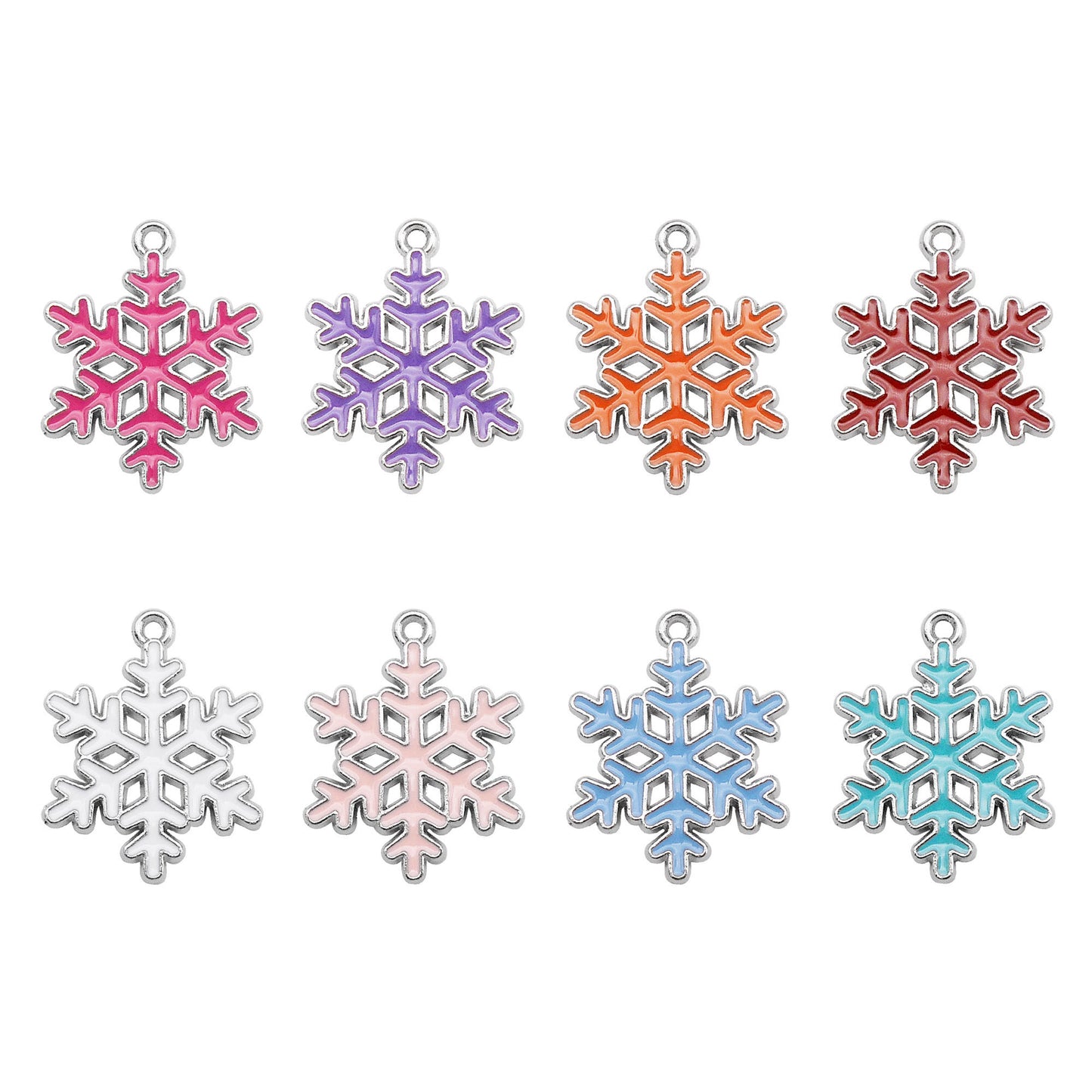 8Pcs Quality Plated Christmas Snowflake Charm Pendant Metal Material Jewelry Accessories for Necklace Bracelet Earrings Making DIY Craft Decor 19x24mm