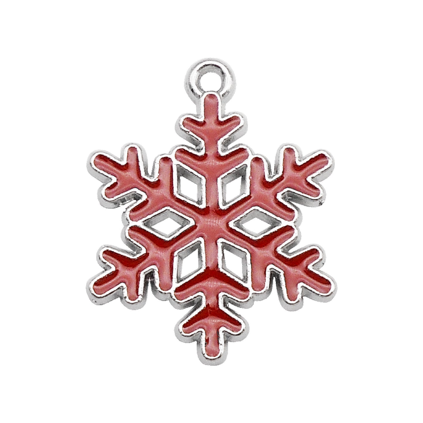 8Pcs Quality Plated Christmas Snowflake Charm Pendant Metal Material Jewelry Accessories for Necklace Bracelet Earrings Making DIY Craft Decor 19x24mm