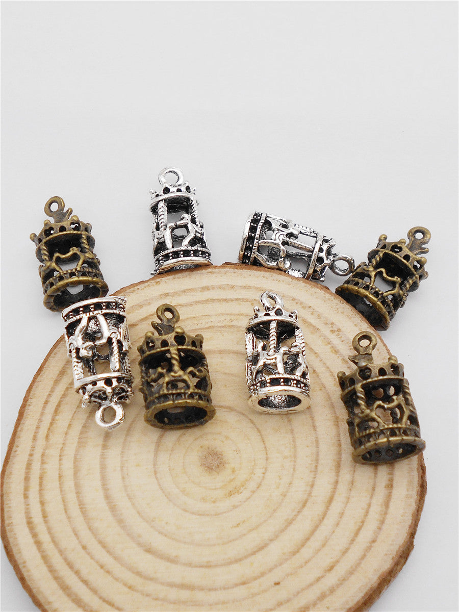 10Pcs Vintage Carousel Charm Alloy Pendant for Jewelry Drop Earrings Bracelet Necklace Making DIY Crafts Supplies