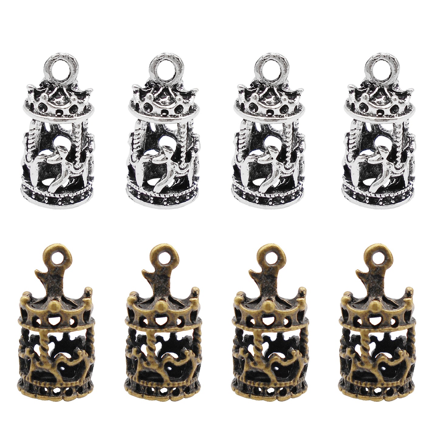10Pcs Vintage Carousel Charm Alloy Pendant for Jewelry Drop Earrings Bracelet Necklace Making DIY Crafts Supplies
