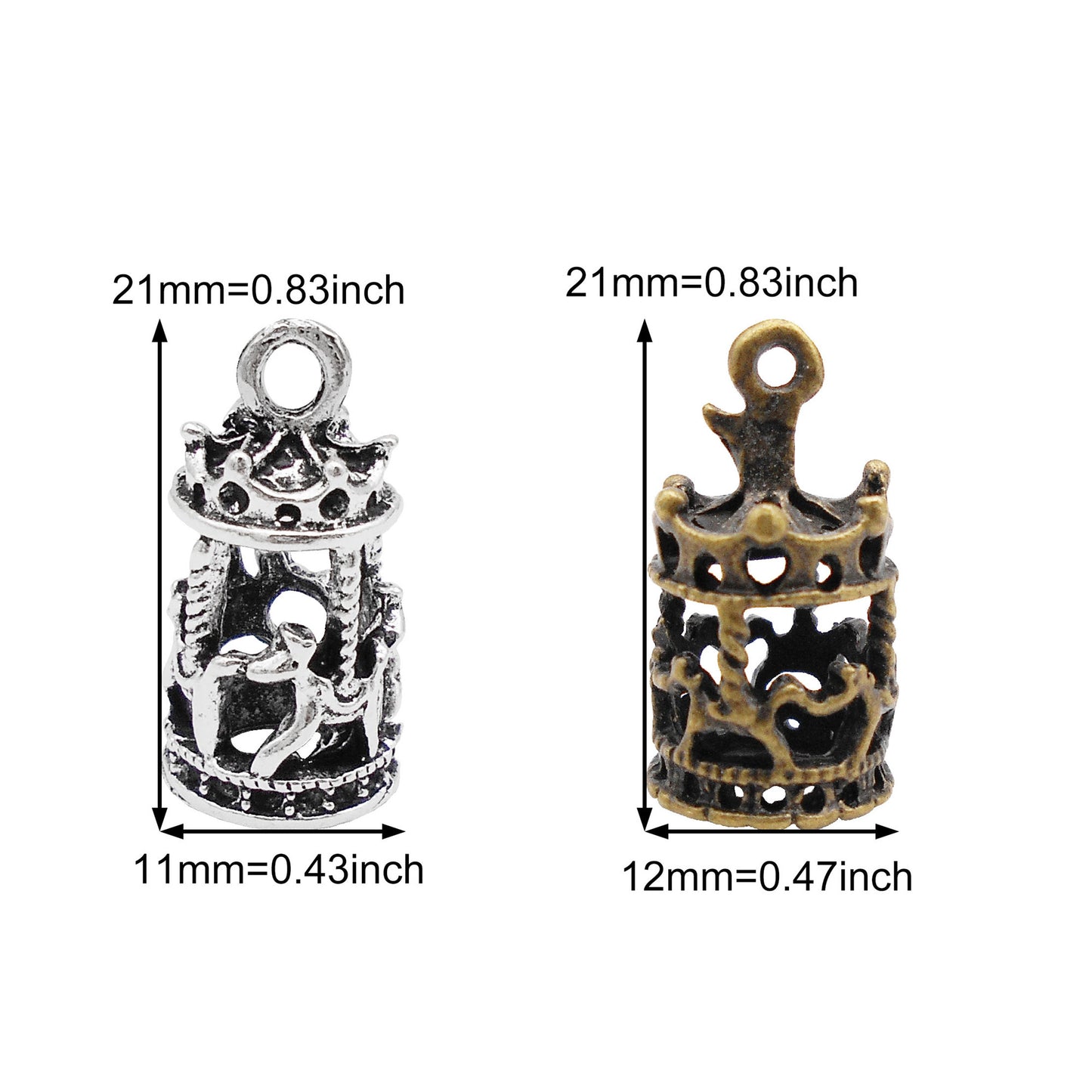 10Pcs Vintage Carousel Charm Alloy Pendant for Jewelry Drop Earrings Bracelet Necklace Making DIY Crafts Supplies