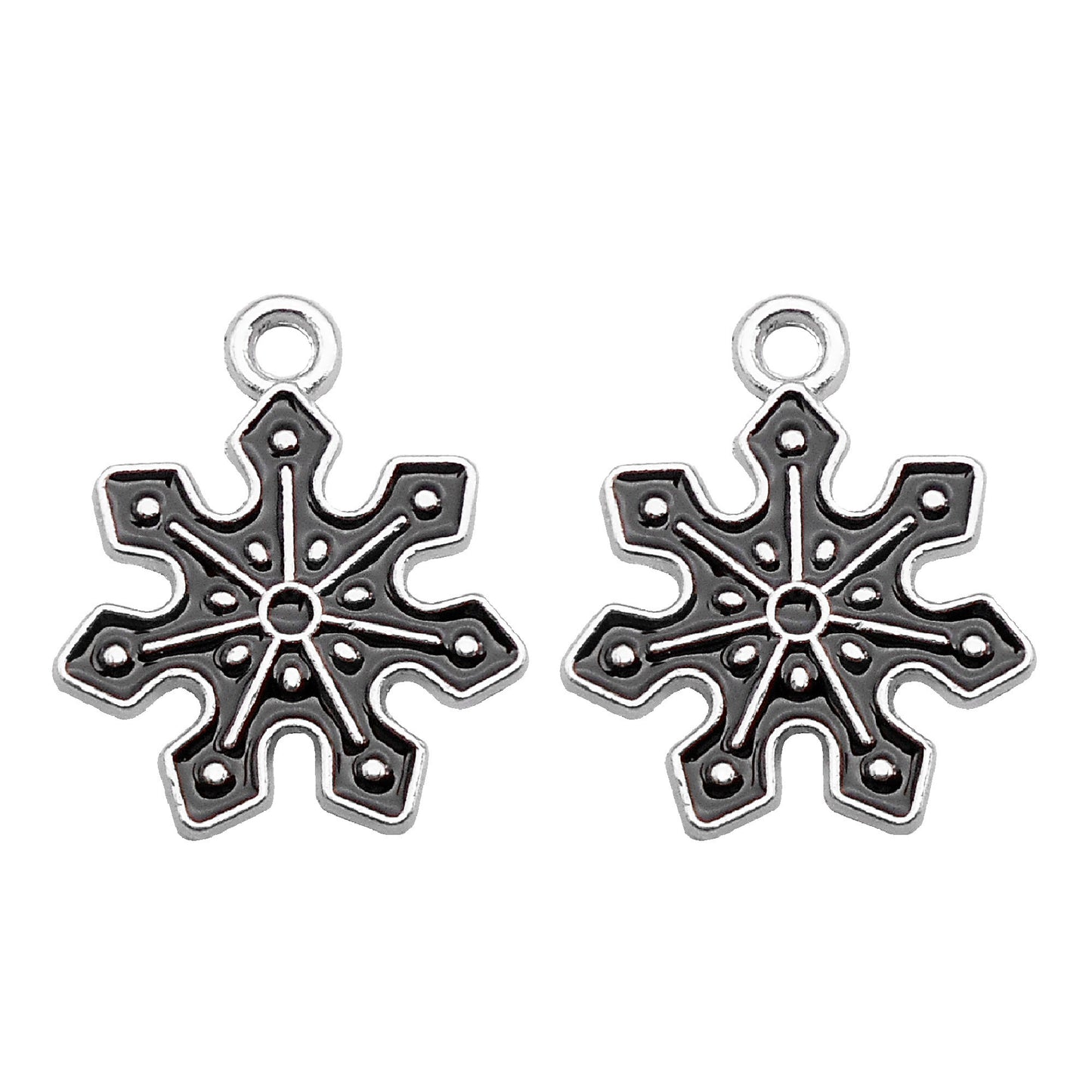 8Pcs Metal Snowflake Charms 21x17mm Christmas Enamel Pendants for Jewelry Making, DIY Crafts, Phone Chain Decor