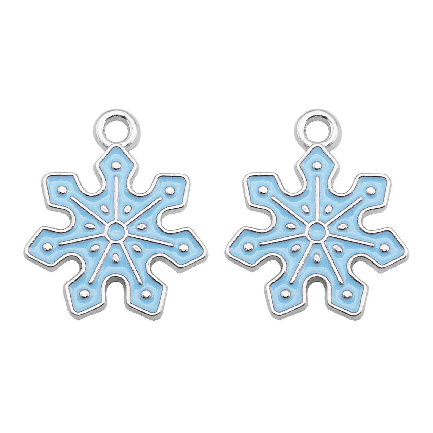 8Pcs Metal Snowflake Charms 21x17mm Christmas Enamel Pendants for Jewelry Making, DIY Crafts, Phone Chain Decor