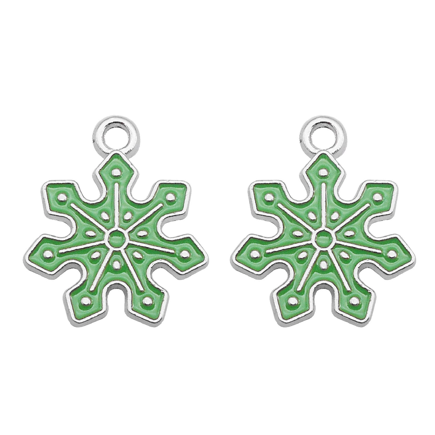 8Pcs Metal Snowflake Charms 21x17mm Christmas Enamel Pendants for Jewelry Making, DIY Crafts, Phone Chain Decor