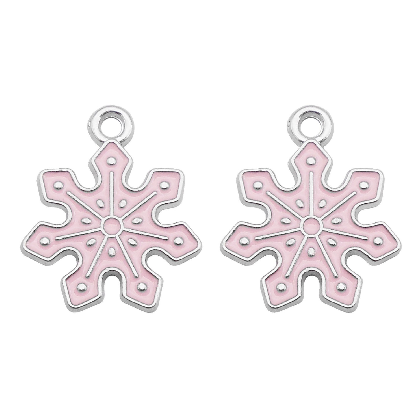 8Pcs Metal Snowflake Charms 21x17mm Christmas Enamel Pendants for Jewelry Making, DIY Crafts, Phone Chain Decor