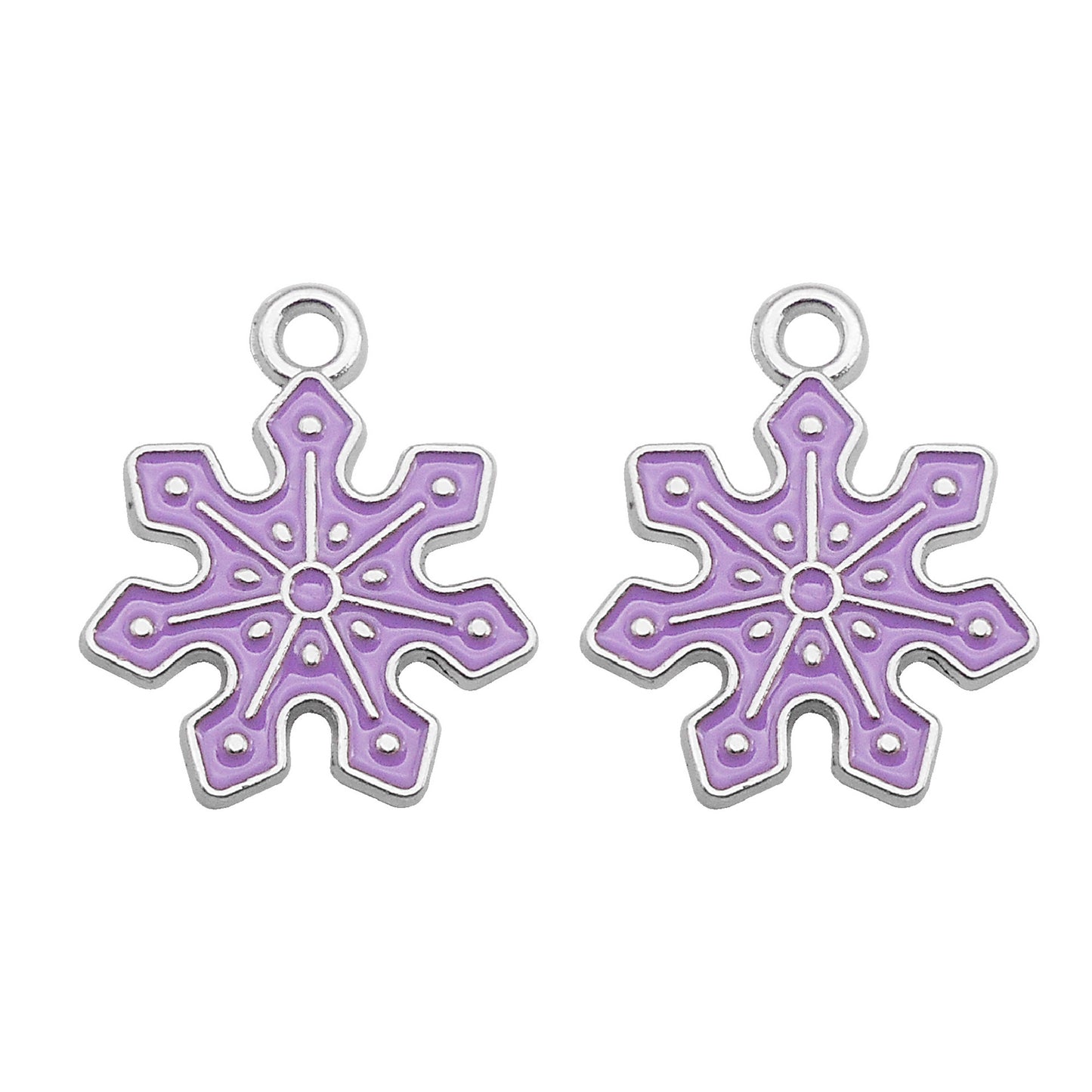 8Pcs Metal Snowflake Charms 21x17mm Christmas Enamel Pendants for Jewelry Making, DIY Crafts, Phone Chain Decor