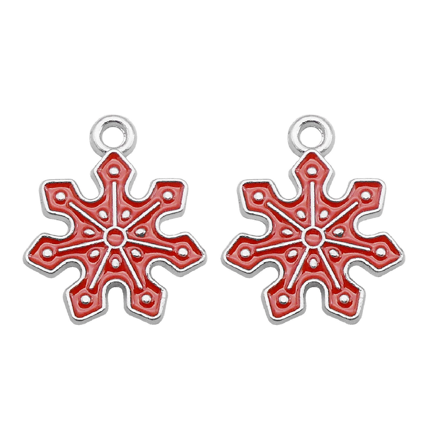 8Pcs Metal Snowflake Charms 21x17mm Christmas Enamel Pendants for Jewelry Making, DIY Crafts, Phone Chain Decor