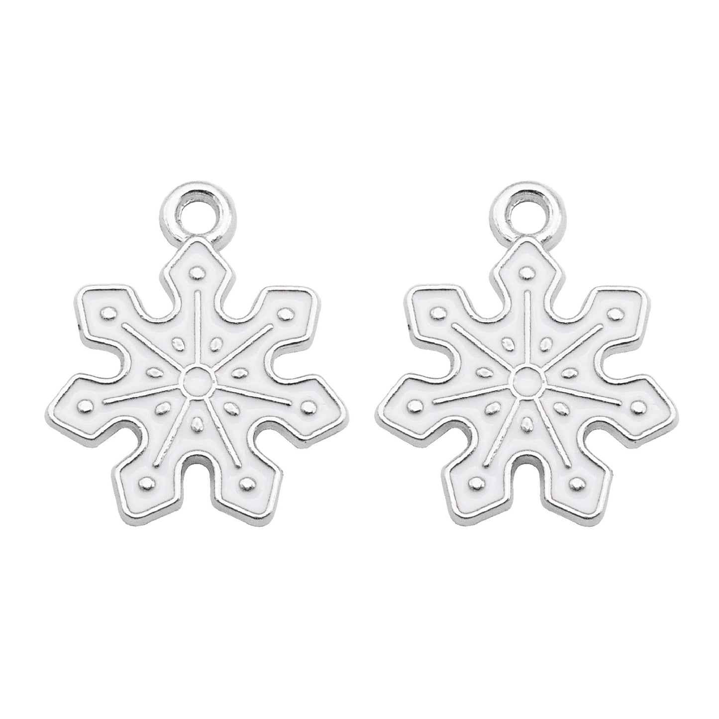 8Pcs Metal Snowflake Charms 21x17mm Christmas Enamel Pendants for Jewelry Making, DIY Crafts, Phone Chain Decor