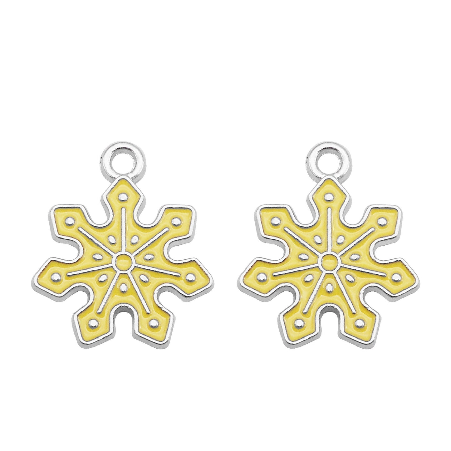 8Pcs Metal Snowflake Charms 21x17mm Christmas Enamel Pendants for Jewelry Making, DIY Crafts, Phone Chain Decor
