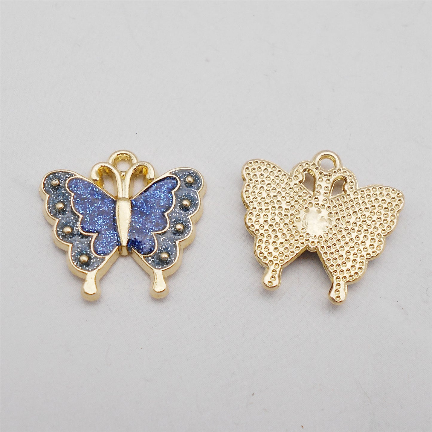 8Pcs Quality Plated Alloy Butterfly Charm 18x17mm Sparkling Enamel Insect Pendant for Jewelry Necklace Bracelet Making DIY Crafts Keychain Decor