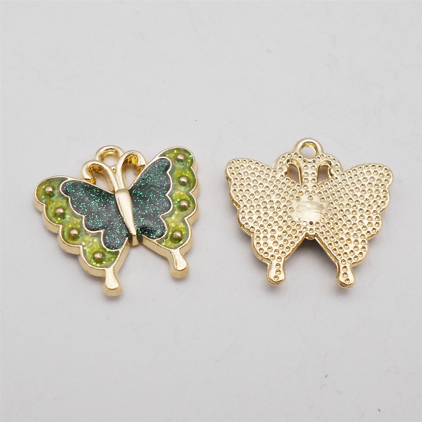 8Pcs Quality Plated Alloy Butterfly Charm 18x17mm Sparkling Enamel Insect Pendant for Jewelry Necklace Bracelet Making DIY Crafts Keychain Decor