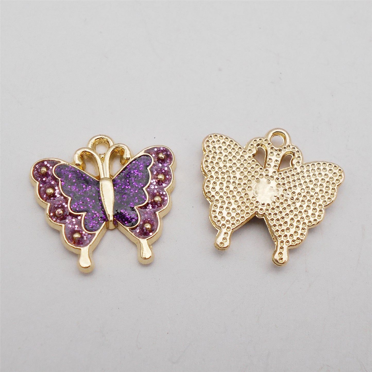 8Pcs Quality Plated Alloy Butterfly Charm 18x17mm Sparkling Enamel Insect Pendant for Jewelry Necklace Bracelet Making DIY Crafts Keychain Decor
