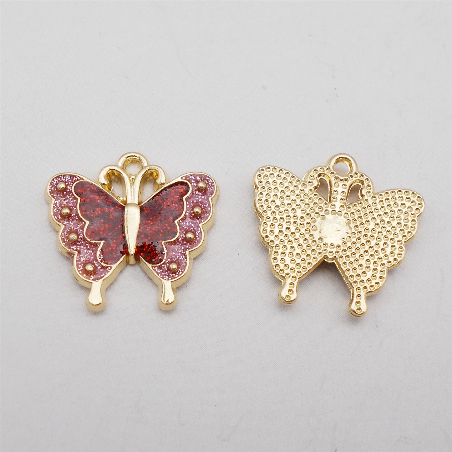 8Pcs Quality Plated Alloy Butterfly Charm 18x17mm Sparkling Enamel Insect Pendant for Jewelry Necklace Bracelet Making DIY Crafts Keychain Decor