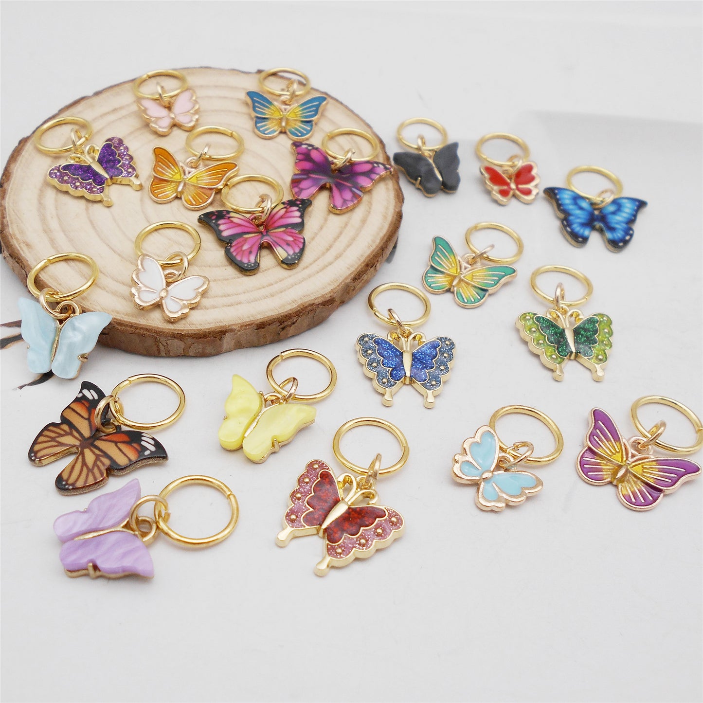 20Pcs Enamel Butterfly Charm Alloy Winged Insect Dangle for Pendant Jewelry Making, Hair Braid Dreadlock Decoration,