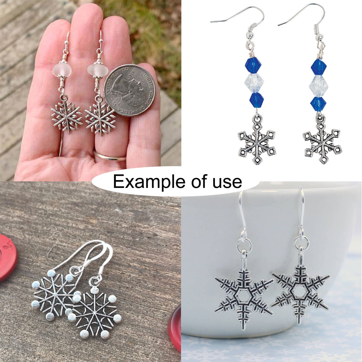 50g One Pack of Retro Silver Snowflake Charm Alloy Enamel Jewelry Pendant for Necklace Bracelet Earrings Making DIY Crafts Decor