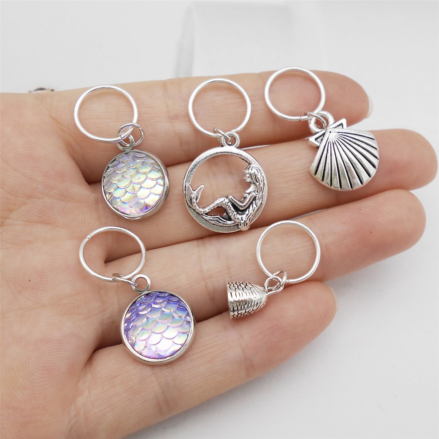 20Pcs Marine Life Charms for Jewelry Pendant Making, Starfish Shell Design Hair Accessory Clips Dangle for Dreadlock Braid Decor