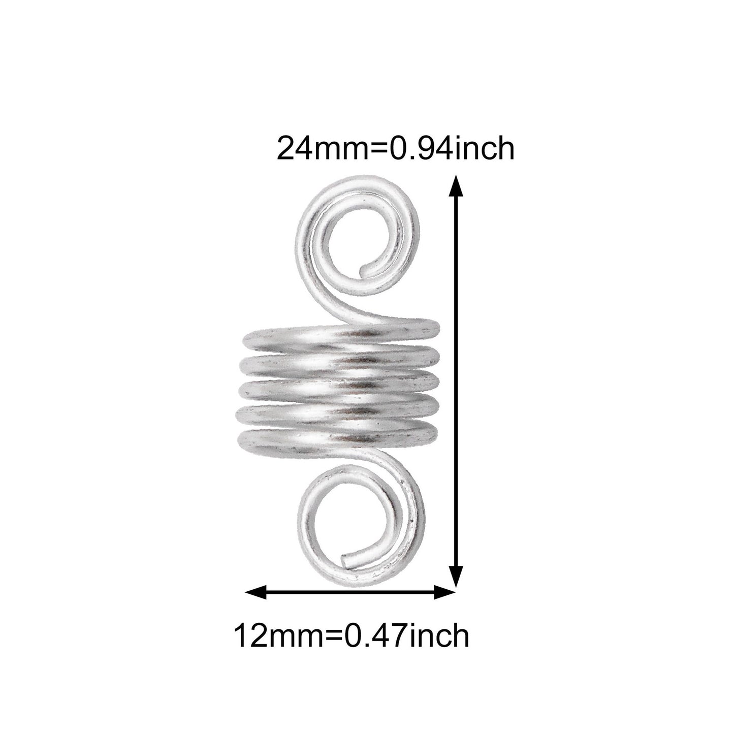 10Pcs 12x24mm Hair Cuff Aluminum Spiral Spiral Hair Spring Coil Elastic Metal Wire Hair Ties Women Girls Hair Band Ponytails Dreadlock Braid Decor