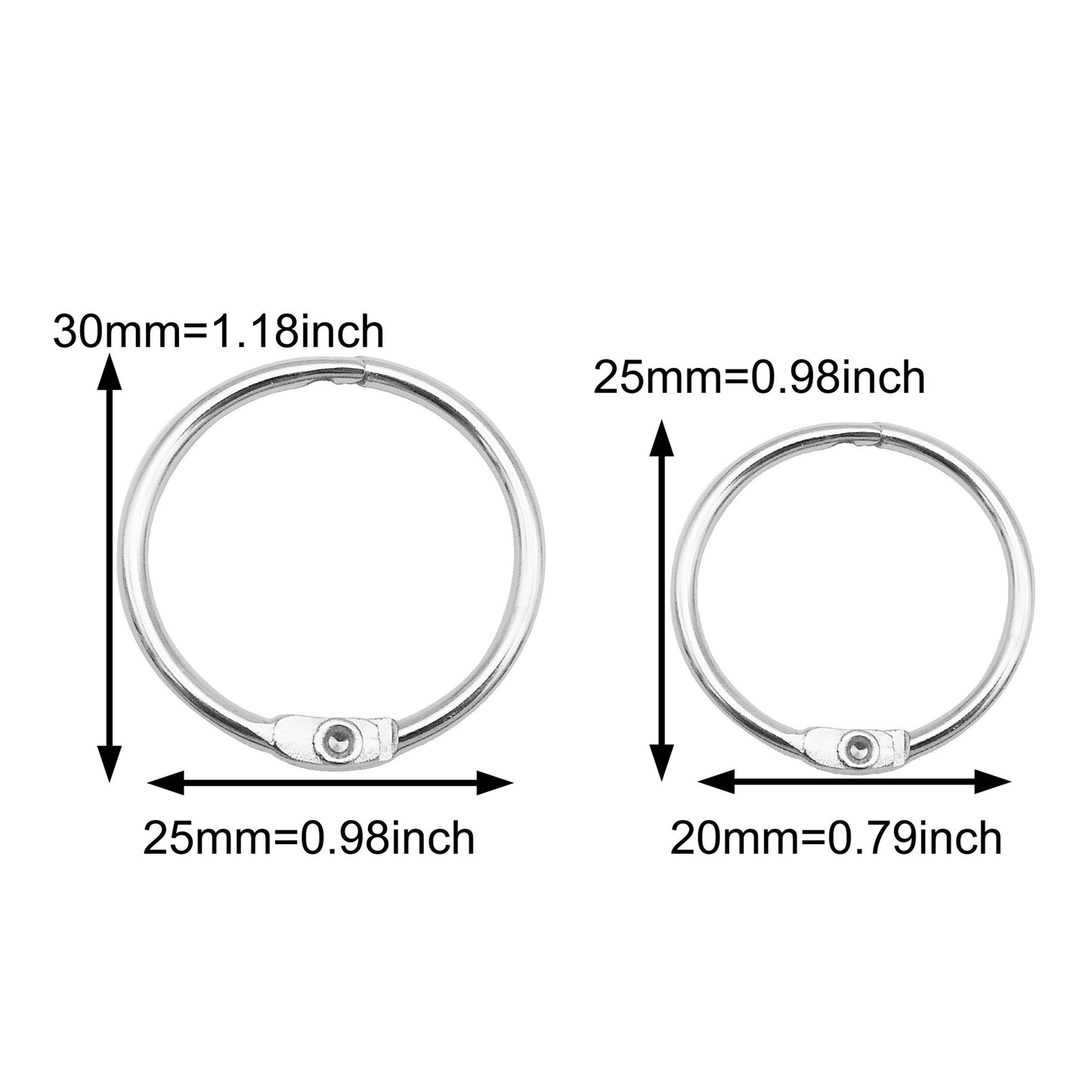 10Pcs Metal Book Binder Ring Silver Color Photo Album Rings 25/30mm Openable Split Rings for DIY Book Scrapbook Notebook