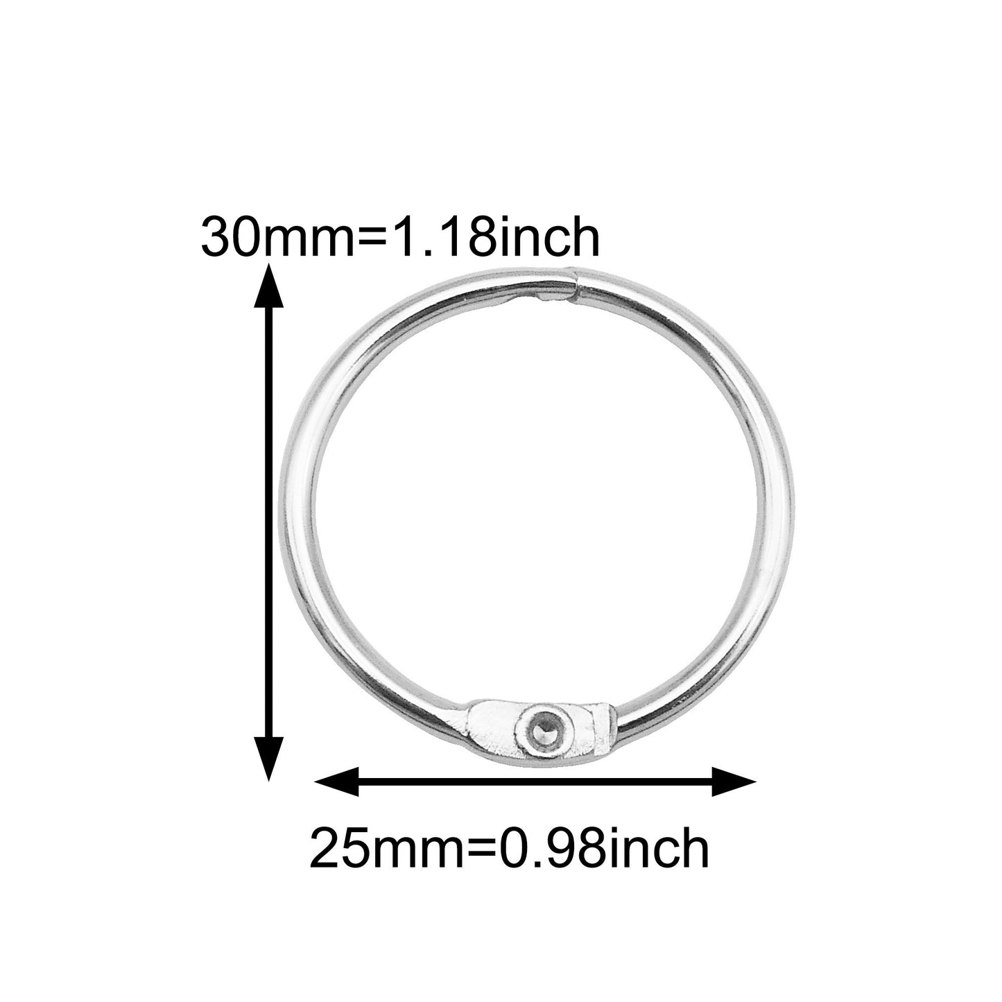 10Pcs Metal Book Binder Ring Silver Color Photo Album Rings 25/30mm Openable Split Rings for DIY Book Scrapbook Notebook