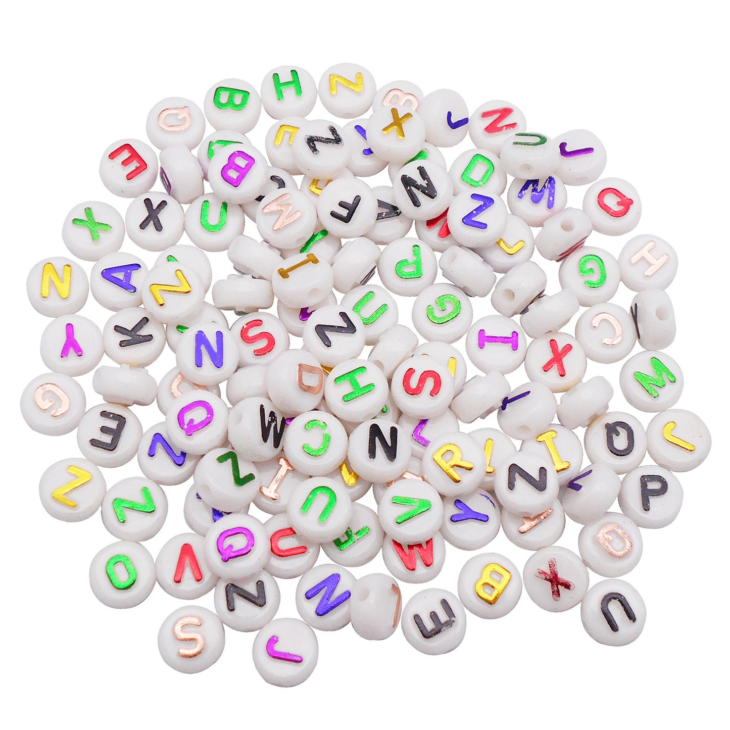 100Pcs Alphabet Letter Beads Round Acrylic Spacer Beads DIY Jewelry Beads for Necklace Bracelet Making Crafts Phone Chain Key Chain Decor