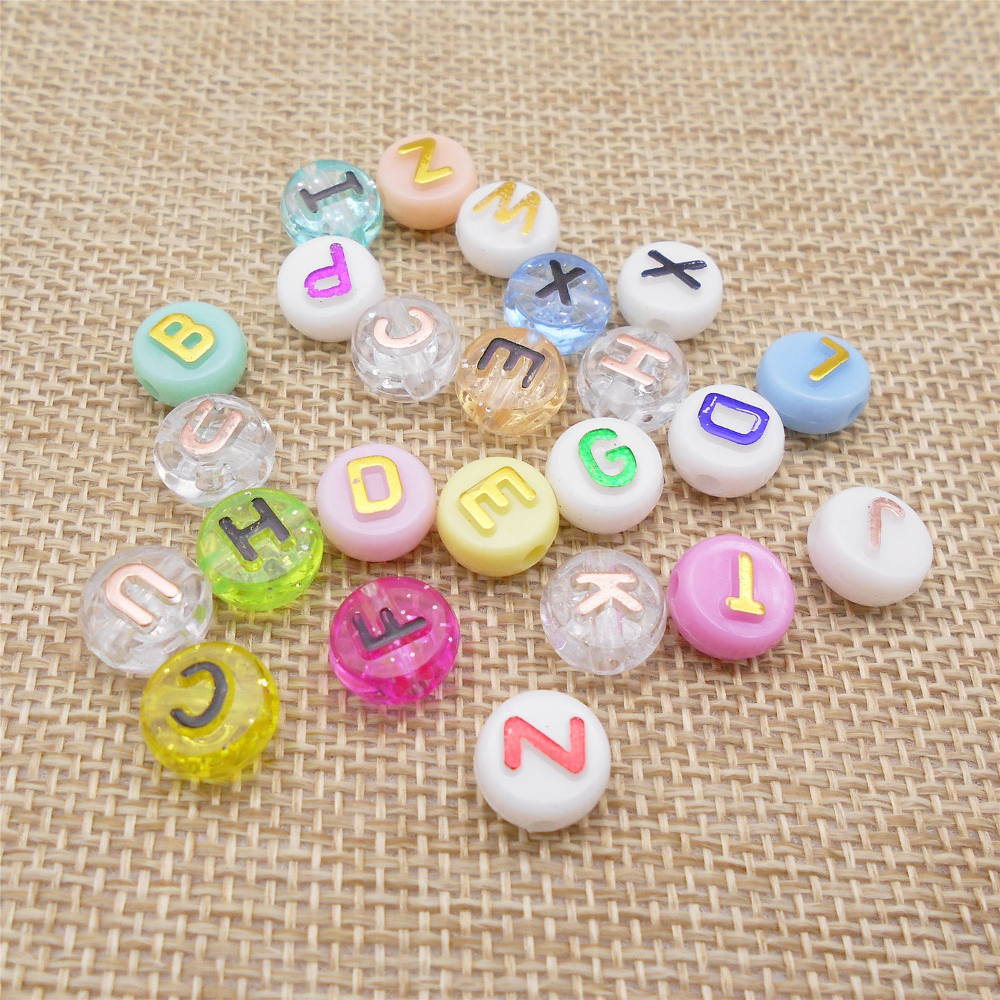 100Pcs Alphabet Letter Beads Round Acrylic Spacer Beads DIY Jewelry Beads for Necklace Bracelet Making Crafts Phone Chain Key Chain Decor