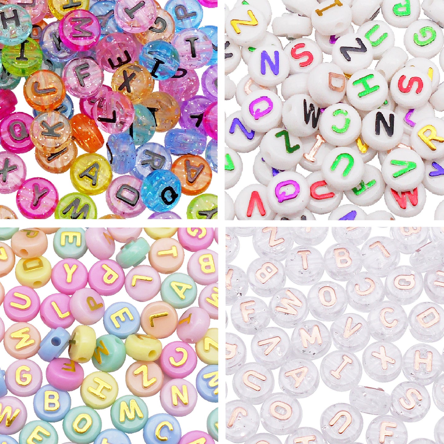 100Pcs Alphabet Letter Beads Round Acrylic Spacer Beads DIY Jewelry Beads for Necklace Bracelet Making Crafts Phone Chain Key Chain Decor