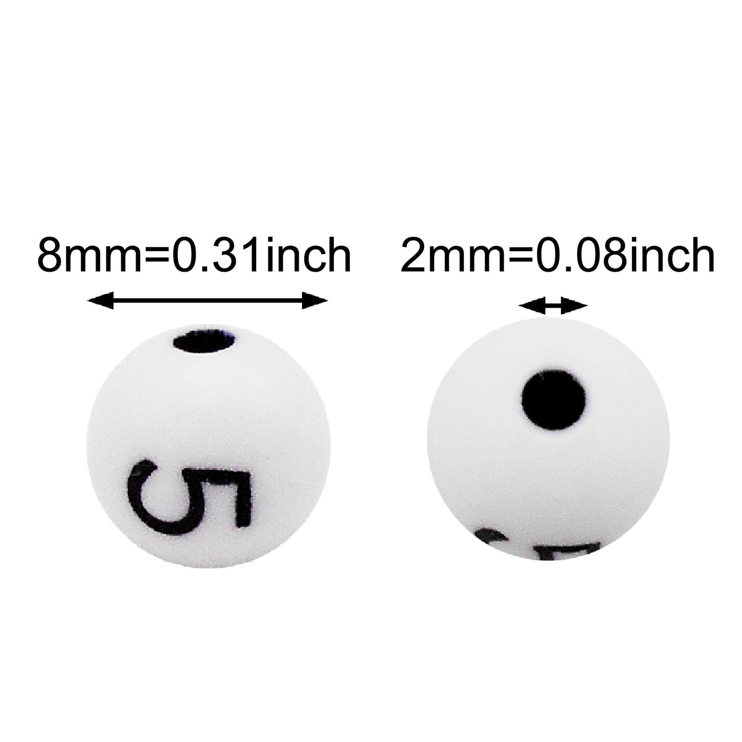 100Pcs Arabic Number 0-9 Beads Round Acrylic Spacer Beads DIY Making Bead for Jewelry Necklace Decor Crafts Supplies Phone Chain Decor