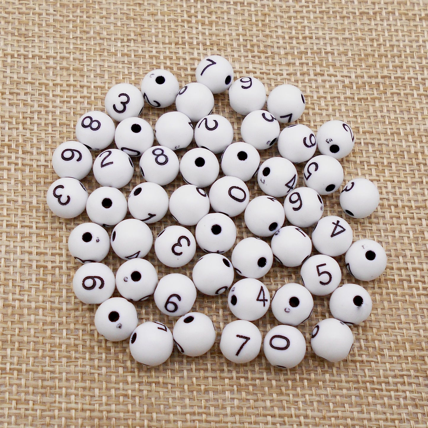 100Pcs Arabic Number 0-9 Beads Round Acrylic Spacer Beads DIY Making Bead for Jewelry Necklace Decor Crafts Supplies Phone Chain Decor