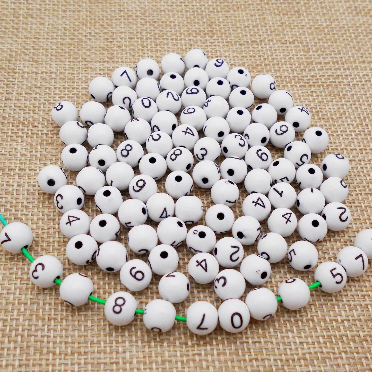 100Pcs Arabic Number 0-9 Beads Round Acrylic Spacer Beads DIY Making Bead for Jewelry Necklace Decor Crafts Supplies Phone Chain Decor