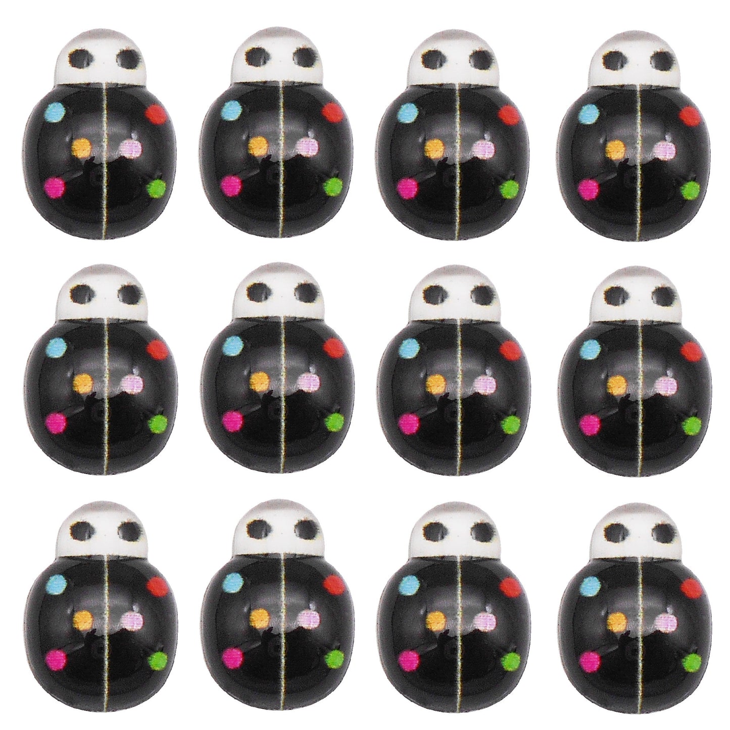 50Pcs Cartoon Beetle Cabochons 13x9mm Resin Insect Ladybug Embellishment for Jewelry Making, Hairpin Phone Case Decor