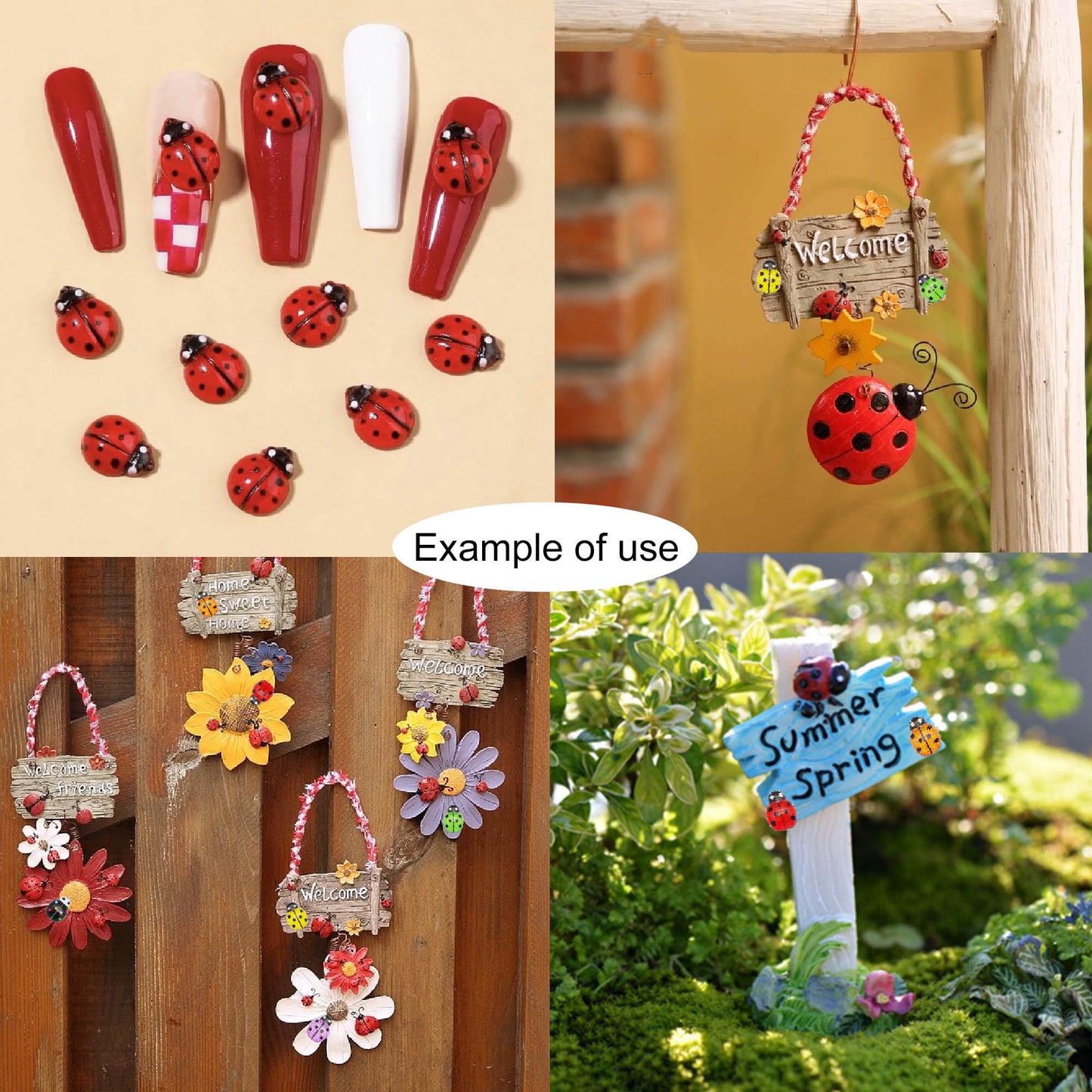 50Pcs Cartoon Beetle Cabochons 13x9mm Resin Insect Ladybug Embellishment for Jewelry Making, Hairpin Phone Case Decor