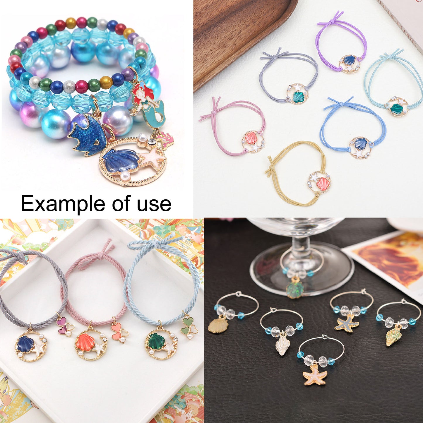 50Pcs Mixed Enamel Marine Life Charm Alloy Conch Starfish Fish Pendant DIY Jewelry Accessory for Necklace Bracelet Earring Making Craft Supplies Keychain Dangle Decor
