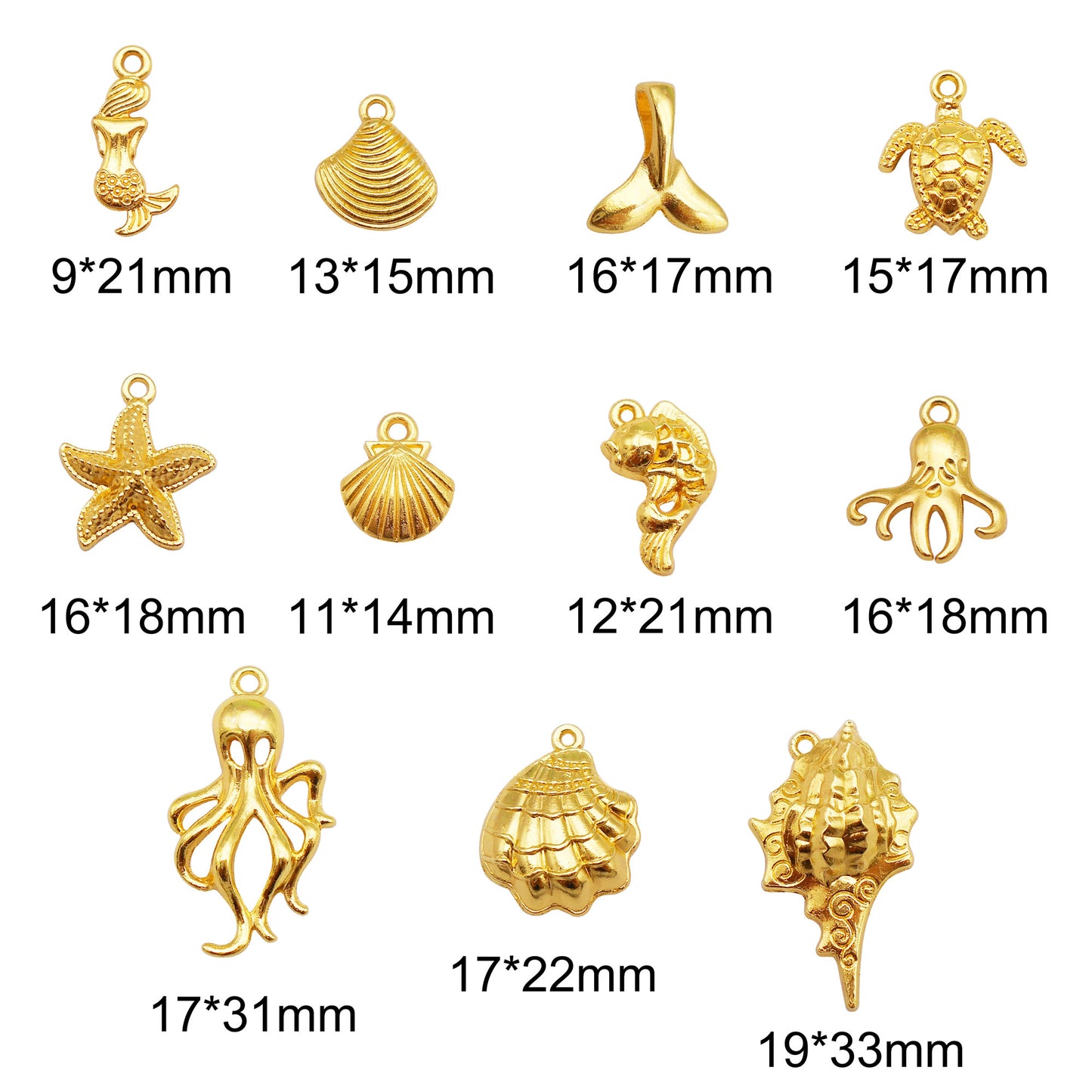 Bulk of 50g Alloy Marine Life Charm Octopus Turtle Seashell Design Pendant for Jewelry Necklace Bracelet Earrings Making DIY Crafts Decor