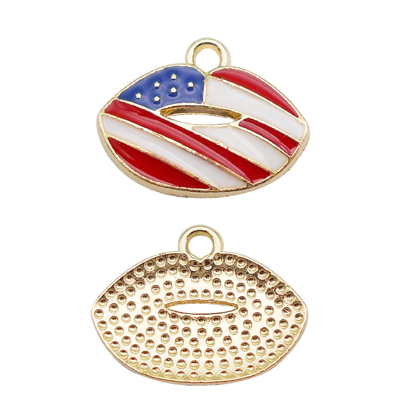 6Pcs American Flag Pattern Charm Gold Bezel Star Hat Design Alloy Pendant for Jewelry Necklace Earrings Making DIY Crafts Decor
