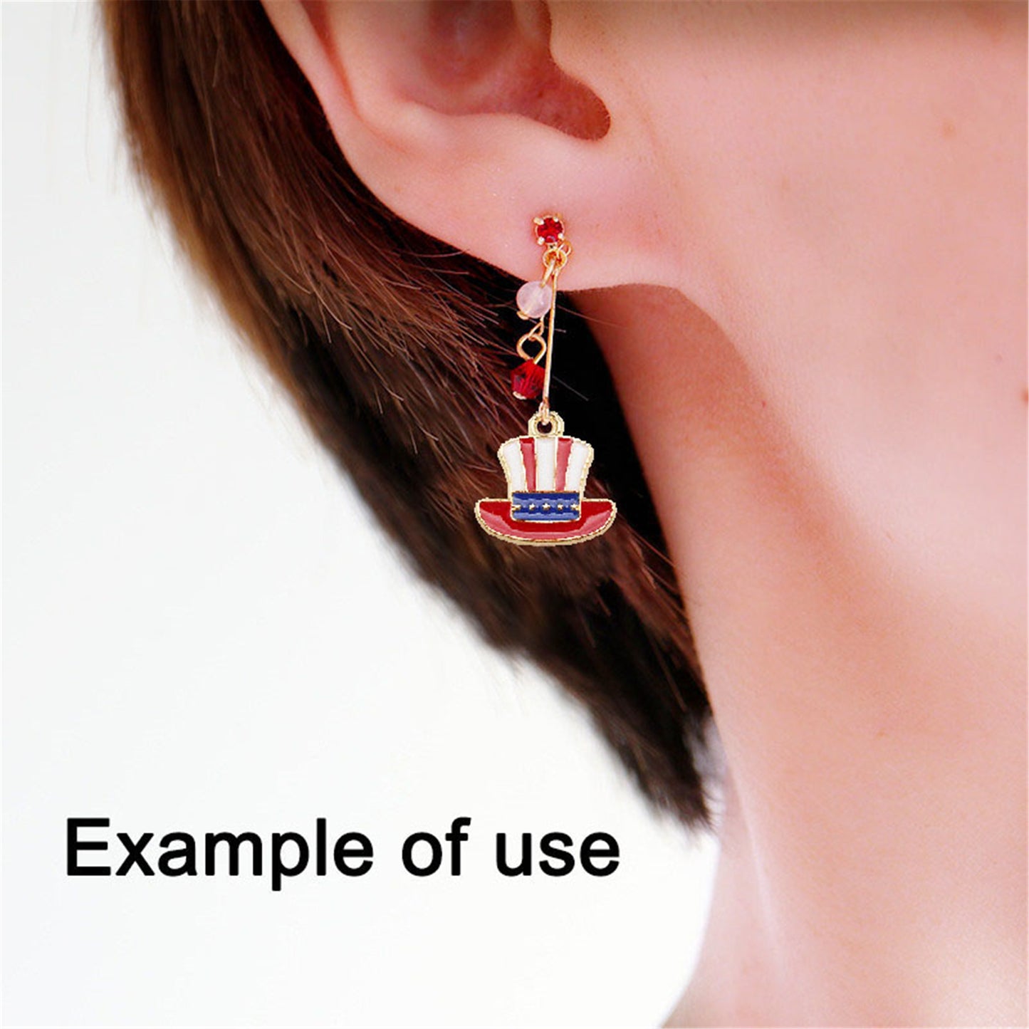 6Pcs American Flag Pattern Charm Gold Bezel Star Hat Design Alloy Pendant for Jewelry Necklace Earrings Making DIY Crafts Decor