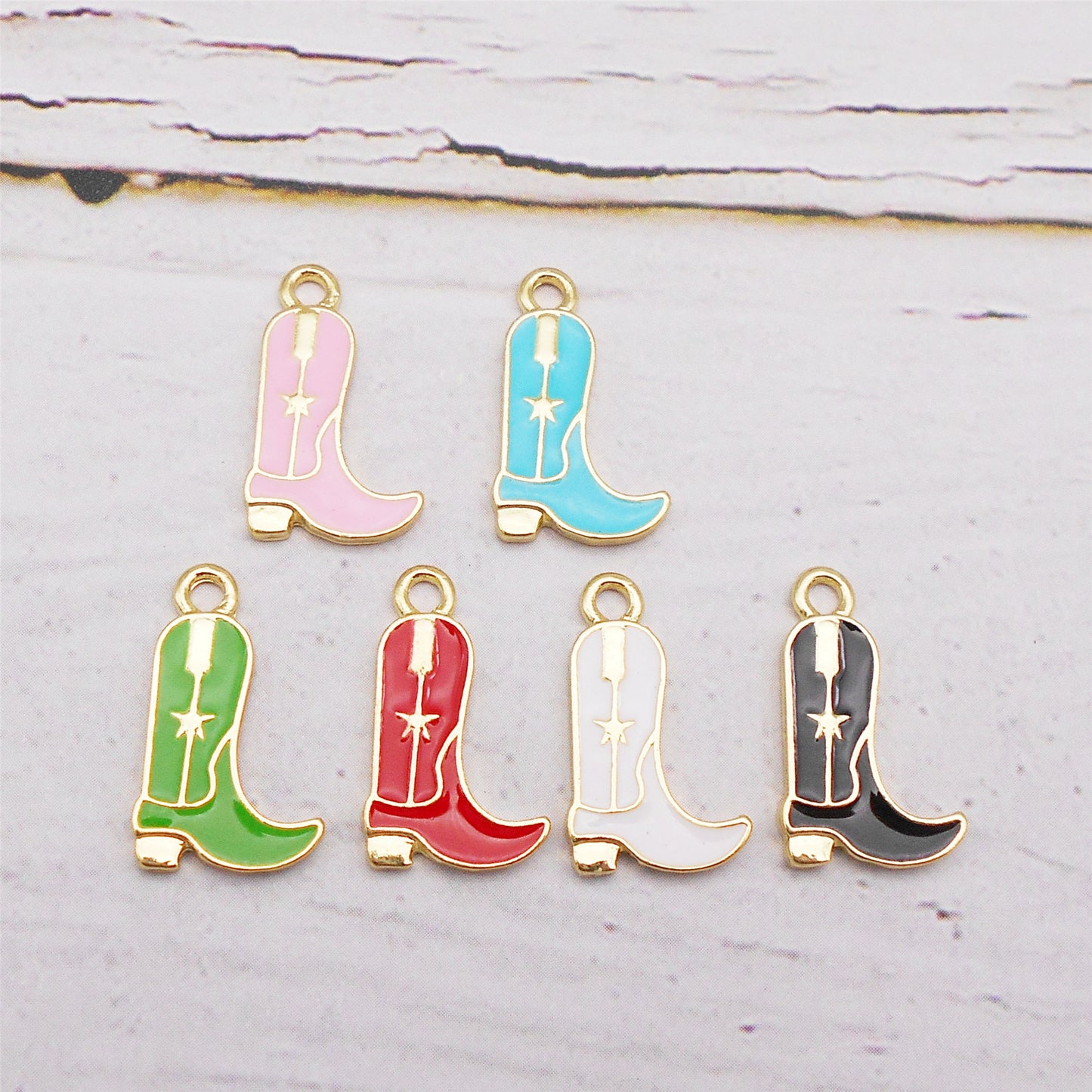 6Pcs Cowboy Boot Charm 19x11mm Enamel Alloy Pendant for Jewelry Earrings Making DIY Keychain Phone Chain Craft Decor