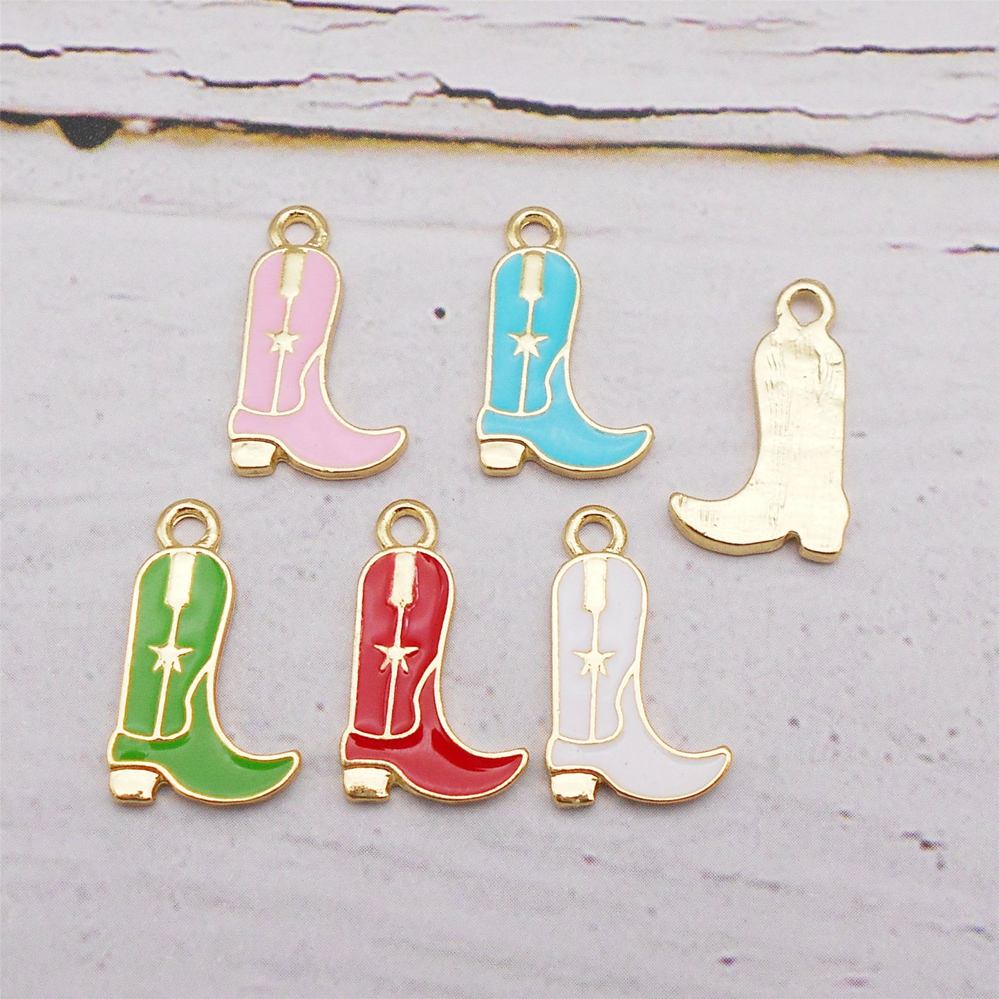 6Pcs Cowboy Boot Charm 19x11mm Enamel Alloy Pendant for Jewelry Earrings Making DIY Keychain Phone Chain Craft Decor