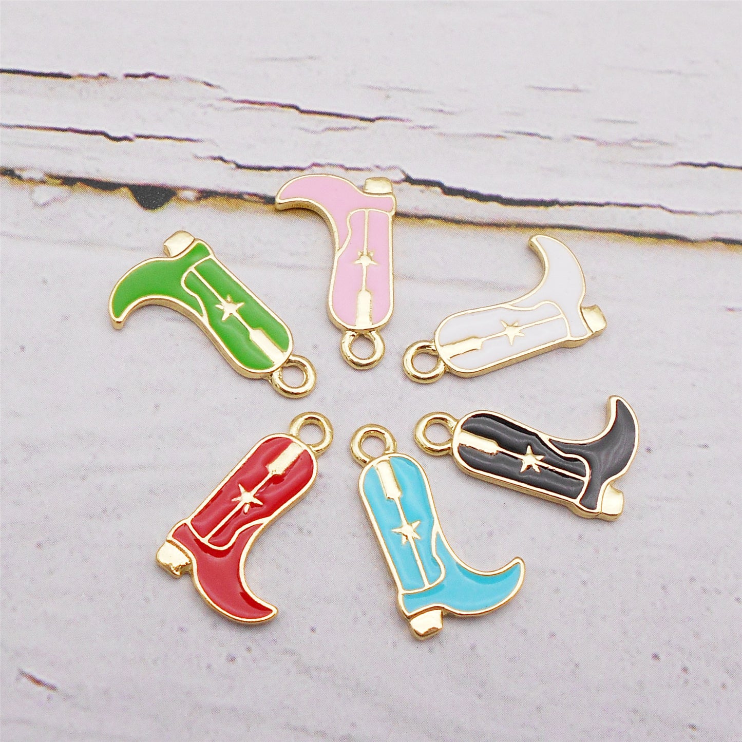 6Pcs Cowboy Boot Charm 19x11mm Enamel Alloy Pendant for Jewelry Earrings Making DIY Keychain Phone Chain Craft Decor