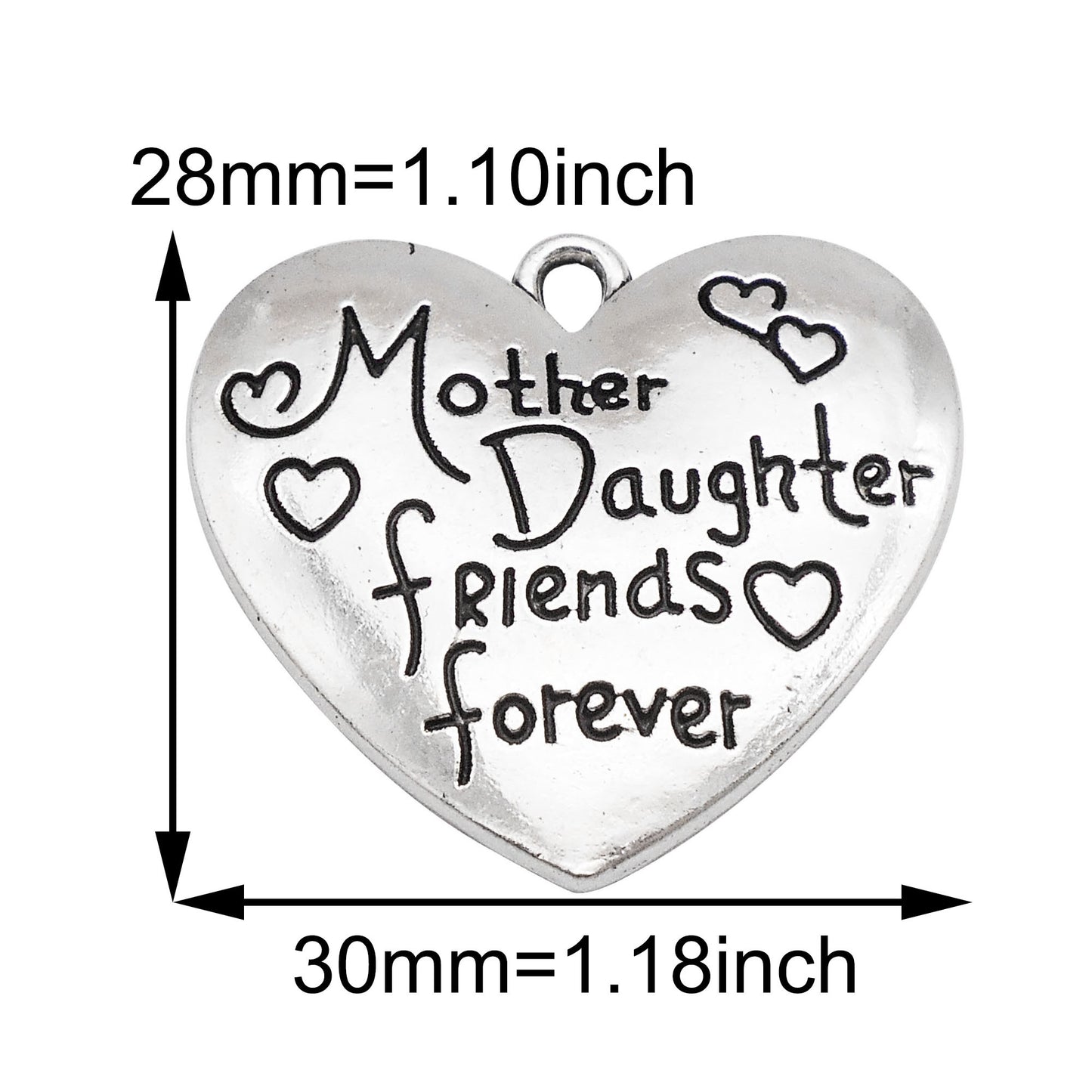 8Pcs Metal Heart Charm with Mom Letter Decor, Mother's Day Pendant for Jewelry Necklace Earrings Making DIY Crafts Supplies Keychain Dangle Decor