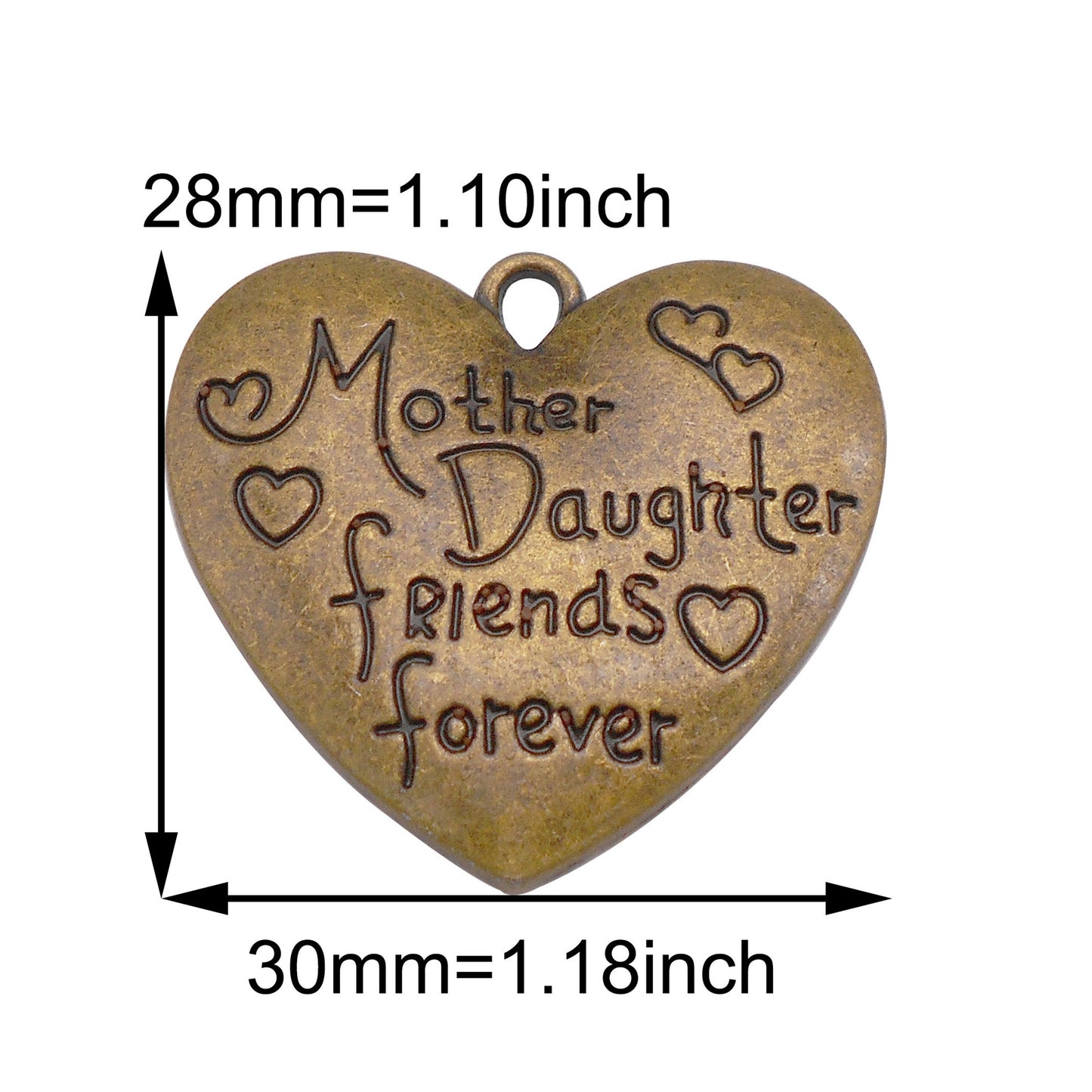8Pcs Metal Heart Charm with Mom Letter Decor, Mother's Day Pendant for Jewelry Necklace Earrings Making DIY Crafts Supplies Keychain Dangle Decor