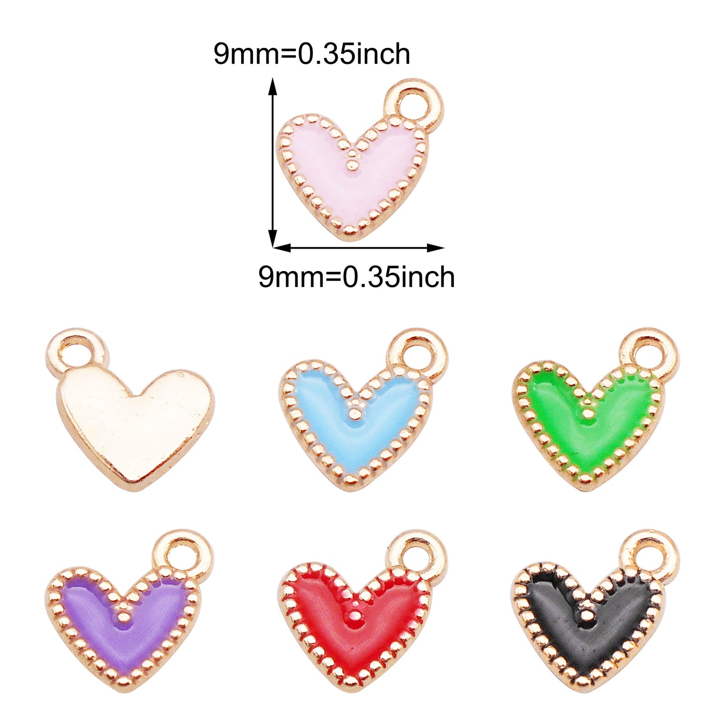 12Pcs Minimalist Heart Charm Enamel Alloy Pendant for Jewelry Necklace Earrings Making DIY Crafts Decor 9x9mm