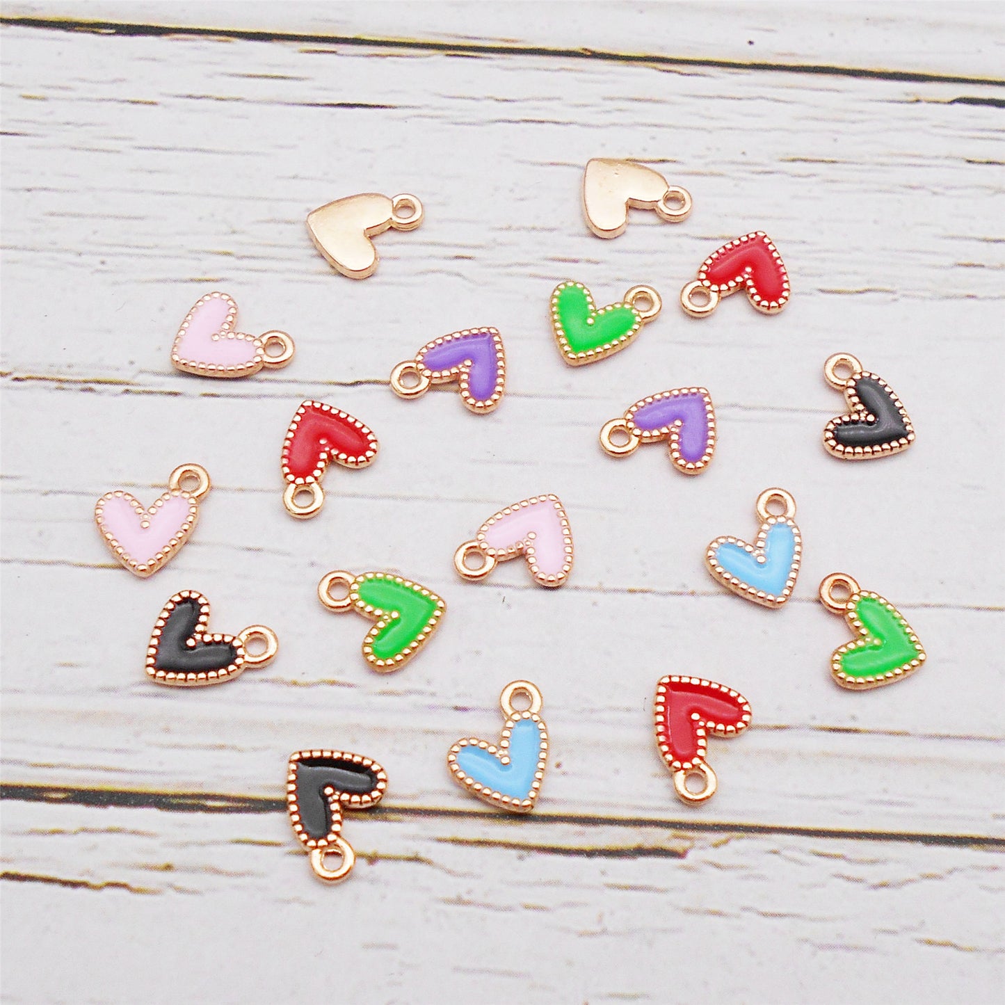12Pcs Minimalist Heart Charm Enamel Alloy Pendant for Jewelry Necklace Earrings Making DIY Crafts Decor 9x9mm