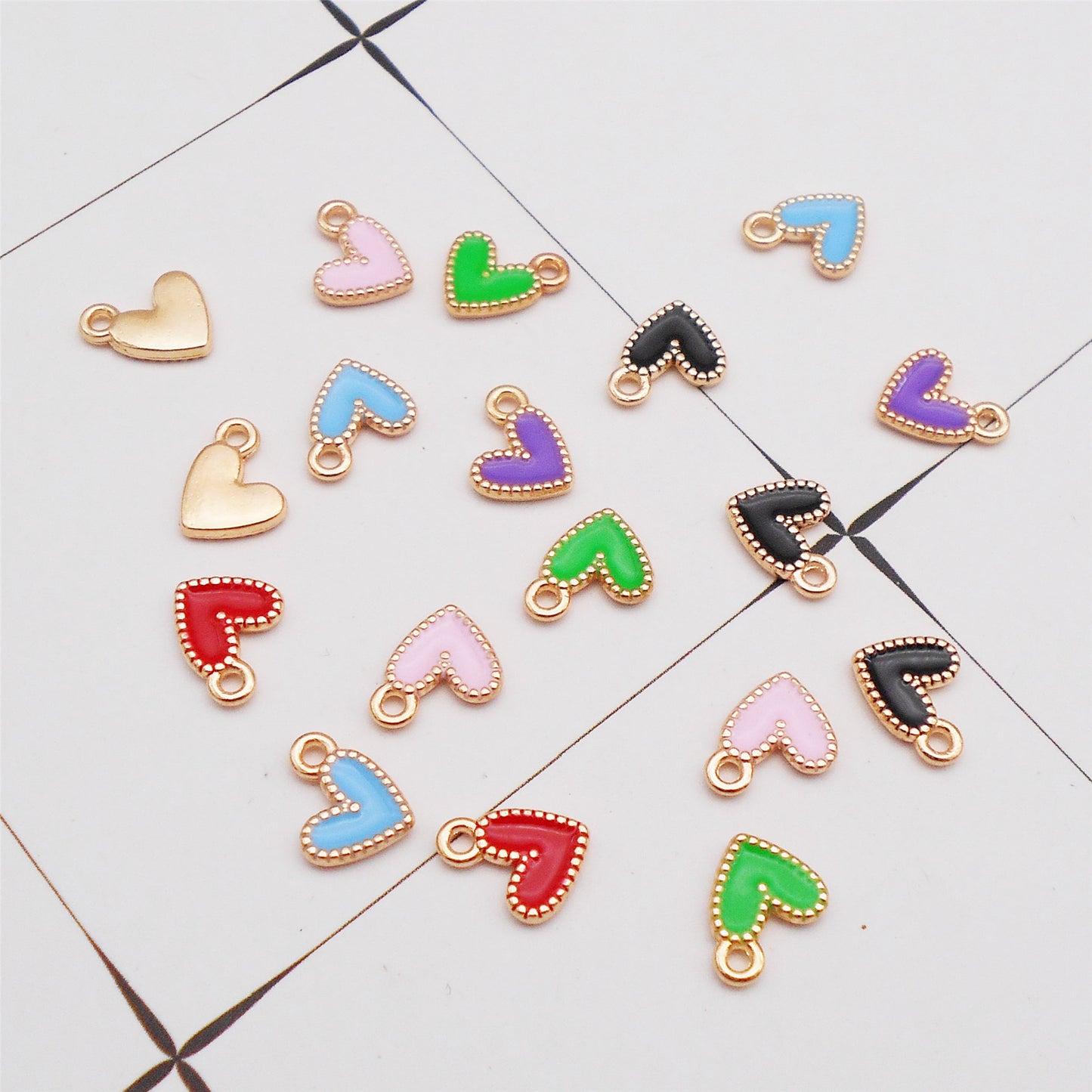 12Pcs Minimalist Heart Charm Enamel Alloy Pendant for Jewelry Necklace Earrings Making DIY Crafts Decor 9x9mm