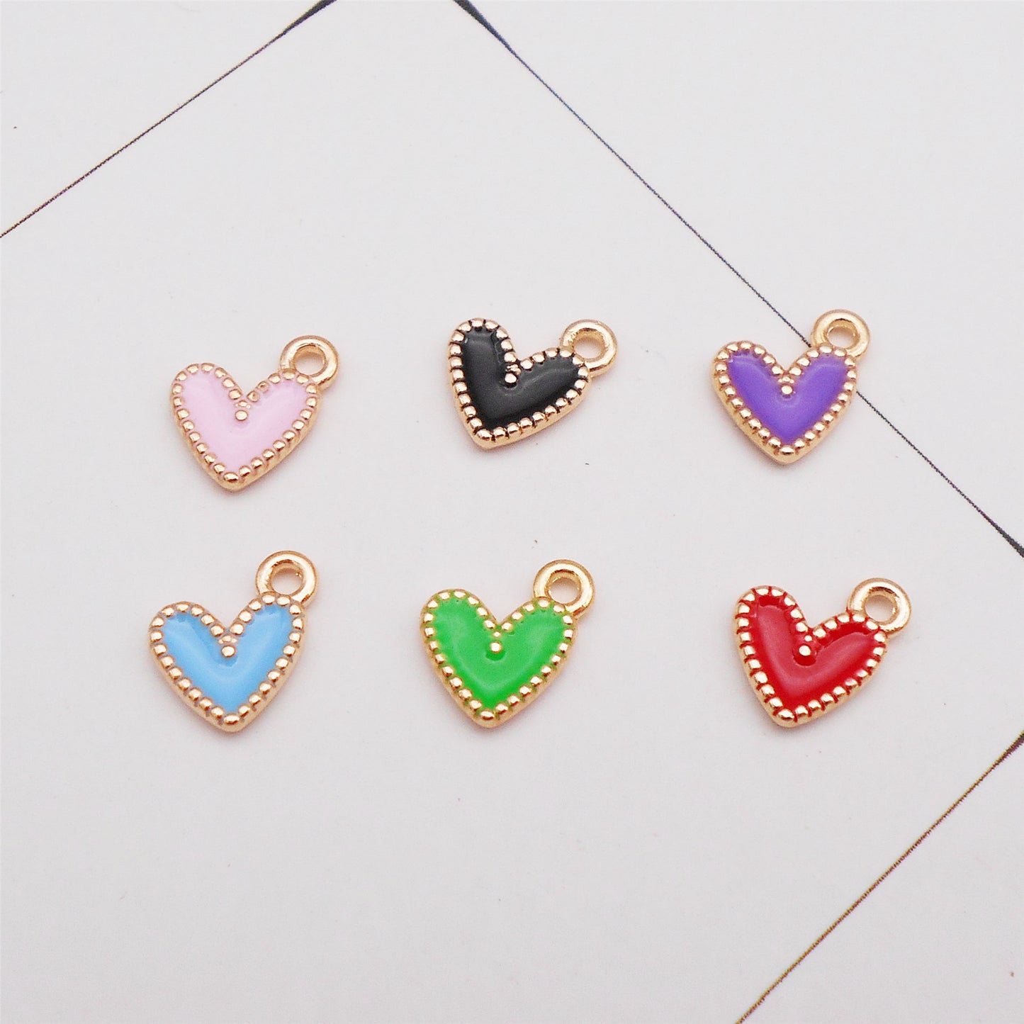 12Pcs Minimalist Heart Charm Enamel Alloy Pendant for Jewelry Necklace Earrings Making DIY Crafts Decor 9x9mm